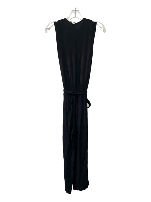 Diane Von Furstenberg Size 4 Black Viscose Tank Deep V neck Waist tie Jumpsuit Black / 4