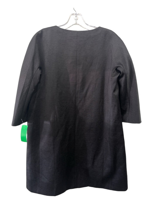 L. K. Bennett Size 4 Black Cotton & Polyester Open Front 3/4 Sleeve Jacket Black / 4