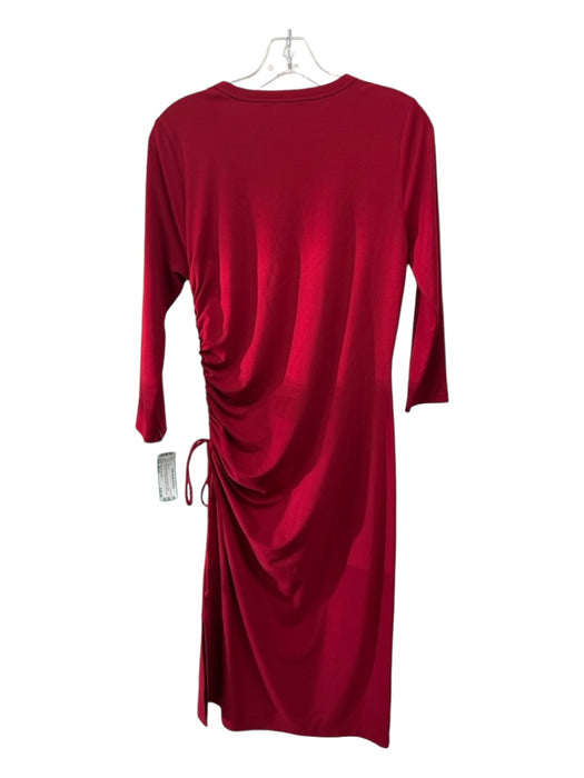 Banana Republic Size Small Red Rayon Blend 3/4 Sleeve Side Ruching Dress Red / Small