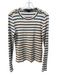Veronica Beard Size S White Cotton Blend Stripes Gold button Long Sleeve Top White / S