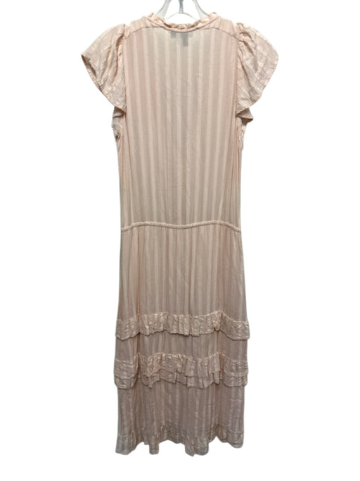 Paige Size S Light Pink Rayon Cap Sleeve 1/4 Button Elastic Waist Dress Light Pink / S