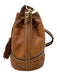 Serapian Carmel Brown Leather Gold Grommet Drawstring Detachable Strap Bag Carmel Brown / Medium