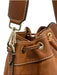 Serapian Carmel Brown Leather Gold Grommet Drawstring Detachable Strap Bag Carmel Brown / Medium