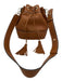 Serapian Carmel Brown Leather Gold Grommet Drawstring Detachable Strap Bag Carmel Brown / Medium