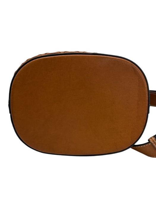 Serapian Carmel Brown Leather Gold Grommet Drawstring Detachable Strap Bag Carmel Brown / Medium
