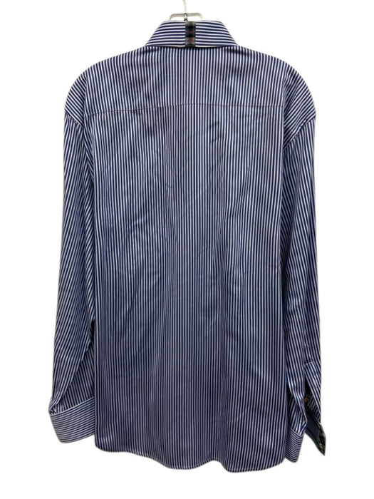 Robert Graham Size L Blue & White Cotton Striped Button Up Long Sleeve Shirt Blue & White / L