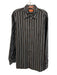 Facconable Size L Brown & Blue Cotton Striped Button up Men's Long Sleeve Shirt Brown & Blue / L