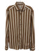 Emanuel Berg Size M/L Brown & White Cotton Blend Striped Men's Long Sleeve Shirt Brown & White / M/L