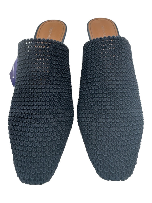 Donald J. Pliner Shoe Size 7.5 Navy Blue Leather Mule Woven Kitten Heel Sandals Navy Blue / 7.5