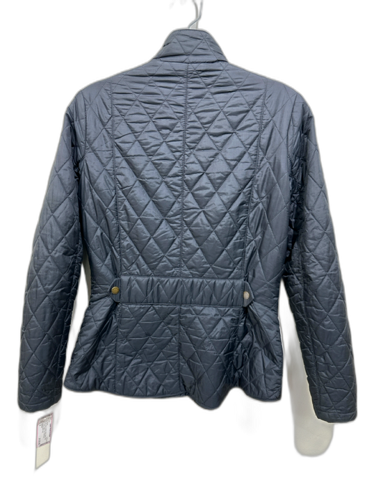 Barbour Size 6 Dark Gray Quilted Mock Neck Flap Pockets Snap & Zip Jacket Dark Gray / 6