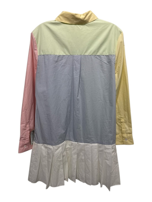 English Factory Size S White & Multi Cotton Color Block Long Sleeve Dress White & Multi / S