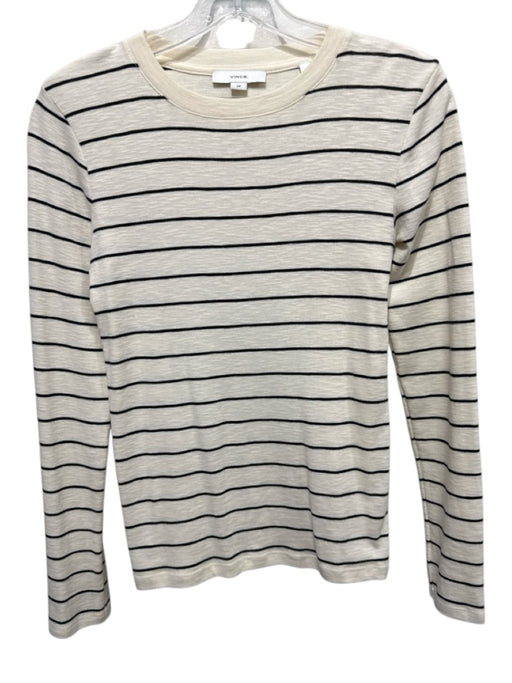 Vince Size S Cream & Black Missing Fabric Tag Long Sleeve Striped Top Cream & Black / S