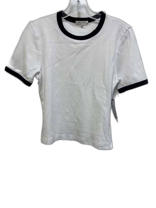 Rag & Bone Size M White & Gray Pima Cotton Contrast Trim Short Sleeve Top White & Gray / M