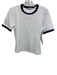 Rag & Bone Size M White & Gray Pima Cotton Contrast Trim Short Sleeve Top White & Gray / M