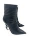 Saint Laurent Shoe Size 39.5 Black Leather Logo Heel Inner Side Zip Booties Black / 39.5
