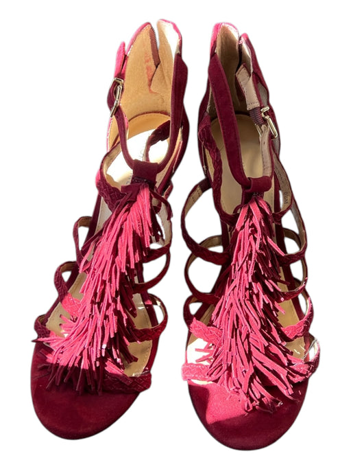 Antonio Melani Shoe Size 8.5 Cranberry Suede Tassle Detail Strappy Shoes Cranberry / 8.5