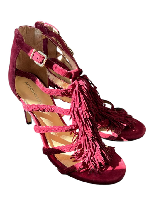 Antonio Melani Shoe Size 8.5 Cranberry Suede Tassle Detail Strappy Shoes Cranberry / 8.5