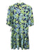 Lilly Pulitzer Size M Navy, Green, Blue Polyester Buttons Floral Dress Navy, Green, Blue / M