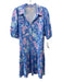 Lilly Pulitzer Size M Blue & Pink Polyester Buttons Floral Short Sleeve Dress Blue & Pink / M