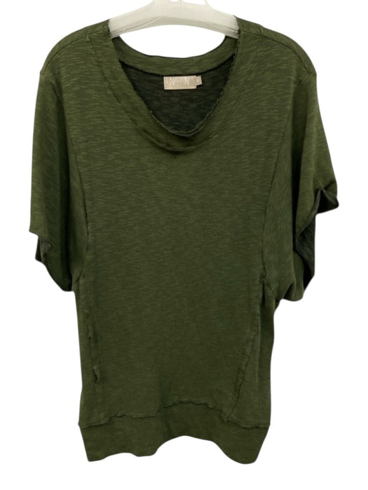 Nation Size S Olive Green Cotton & Polyester Short Sleeve Round Neck Top Olive Green / S