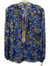 Kobi Halperin Size L Blue, Black, Yellow Silk & Viscose Long Sleeve V Neck Top Blue, Black, Yellow / L