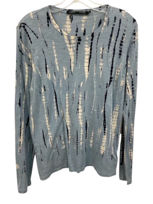 Proenza Schouler Size S Blue, Black, White Cotton Long Sleeve Tie Dye Top Blue, Black, White / S