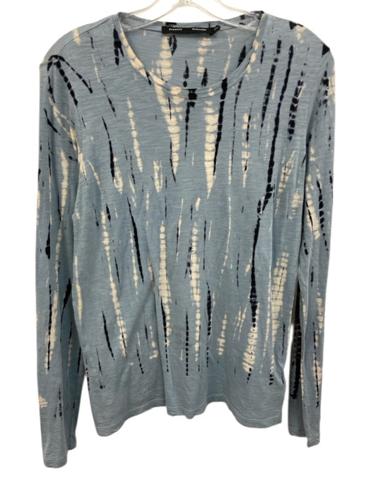 Proenza Schouler Size S Blue, Black, White Cotton Long Sleeve Tie Dye Top Blue, Black, White / S