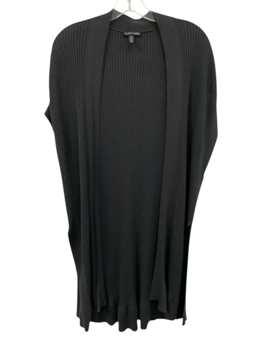 Eileen Fisher Size S/M Gray Tencel Sleeveless Rib Knit Open Front Cardigan Gray / S/M