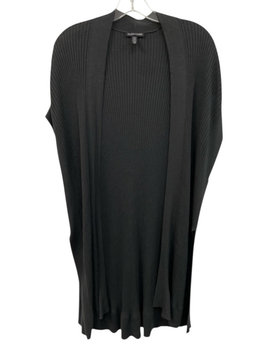 Eileen Fisher Size S/M Gray Tencel Sleeveless Rib Knit Open Front Cardigan Gray / S/M