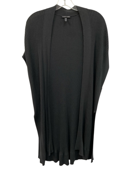 Eileen Fisher Size S/M Gray Tencel Sleeveless Rib Knit Open Front Cardigan Gray / S/M