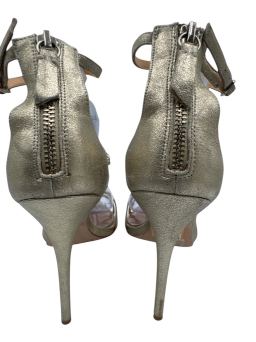 Badgley Mischka Shoe Size 8.5 Gold Leather Bedazzled T Strap Rhinestones Sandals Gold / 8.5