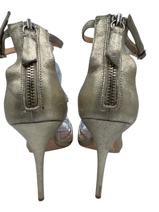 Badgley Mischka Shoe Size 8.5 Gold Leather Bedazzled T Strap Rhinestones Sandals Gold / 8.5