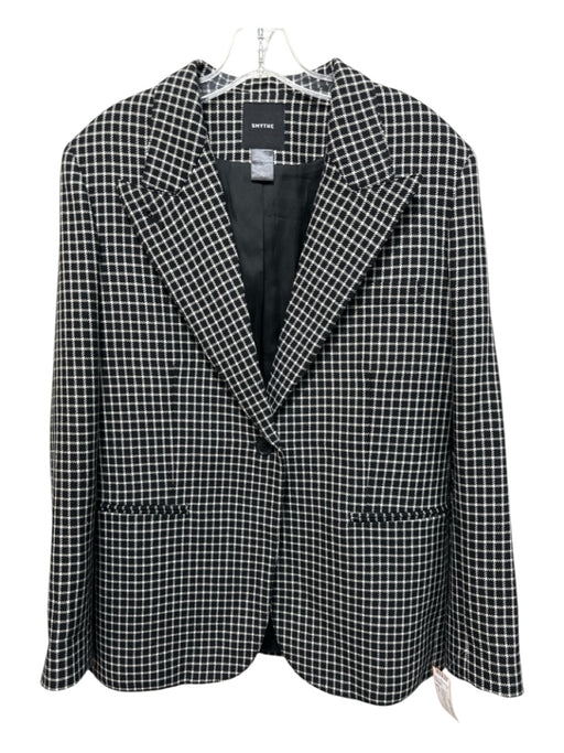Smythe Size M Black & White Wool & Cupro Geometric One Button Blazer Jacket Black & White / M