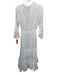 Temptation Positano Size XS White Linen Long Sleeve Floral Smocked Waist Dress White / XS