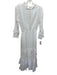 Temptation Positano Size XS White Linen Long Sleeve Floral Smocked Waist Dress White / XS