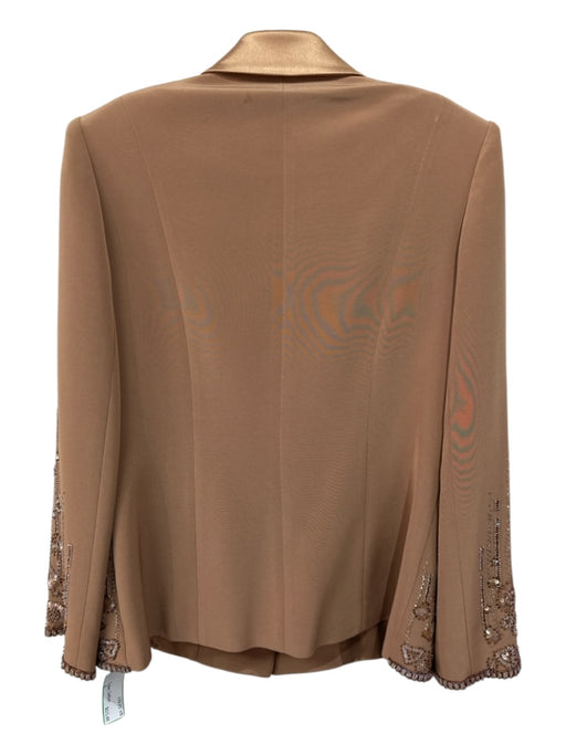 Terani Couture Size 8 Brown Triacetate & Polyester Jacket Rhinestone Skirt Set Brown / 8