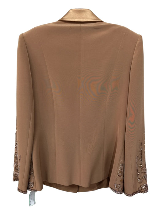 Terani Couture Size 8 Brown Triacetate & Polyester Jacket Rhinestone Skirt Set Brown / 8