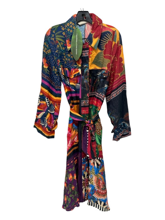 Farm Rio Size XS Multi Viscose Abstract Button Up Maxi Dress Multi / XS