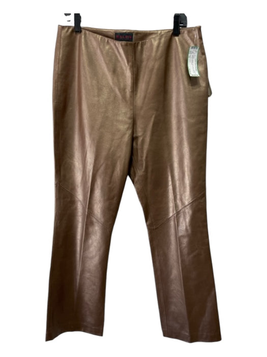 Ralph Lauren Size 12 Bronze Leather seam detail Side Zip Straight Pants Bronze / 12