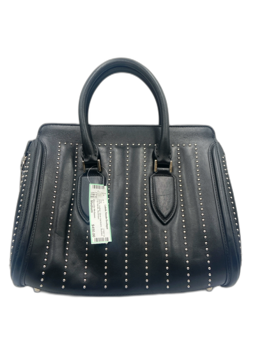 Alexander McQueen Black Leather Silver Hardware Studded Top Handle Bag Black / Medium