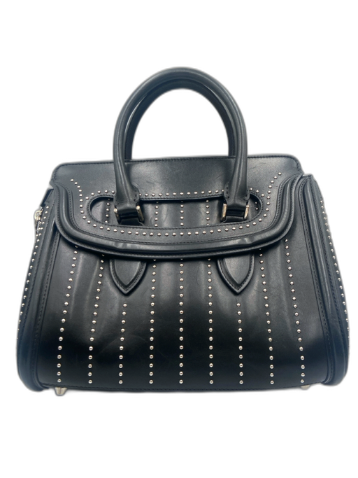Alexander McQueen Black Leather Silver Hardware Studded Top Handle Bag Black / Medium
