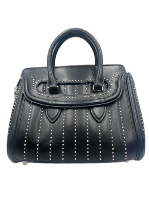 Alexander McQueen Black Leather Silver Hardware Studded Top Handle Bag Black / Medium
