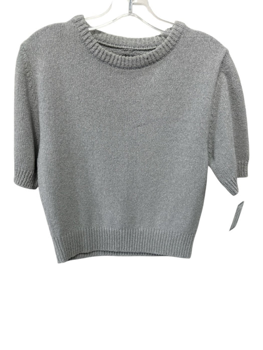 Amomento Size 0 Grey Cotton Blend Cut Out Back Ribbed Detail Textured Top Grey / 0