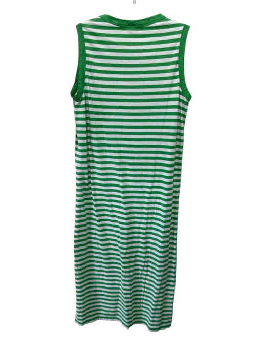 Kule Size XS Green & White Cotton Striped Sleeveless Slit Midi Dress Green & White / XS