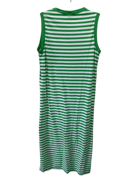 Kule Size XS Green & White Cotton Striped Sleeveless Slit Midi Dress Green & White / XS