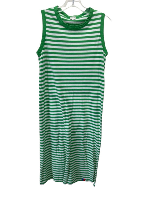 Kule Size XS Green & White Cotton Striped Sleeveless Slit Midi Dress Green & White / XS