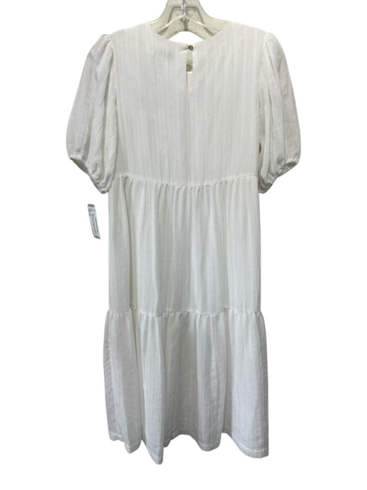 B+ab Size XS White Polyester Keyhole Back Textured Solid Dress White / XS