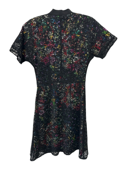 Etro 38 Size Est XS Black & Multi Cotton Blend floral print Lace Overlay Dress Black & Multi / Est XS