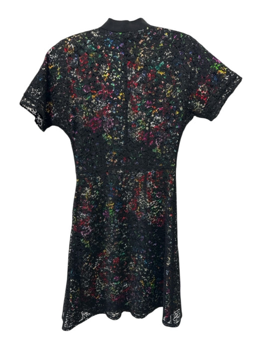 Etro 38 Size Est XS Black & Multi Cotton Blend floral print Lace Overlay Dress Black & Multi / Est XS