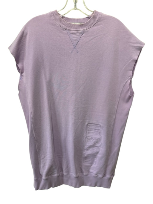 MSGM Size XS Lavendar Cotton Sleeveless embossed logo Crew Neck Dress Lavendar / XS